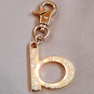 Bebe Keychain Goldtone Metal With Sparkly Rhinestones